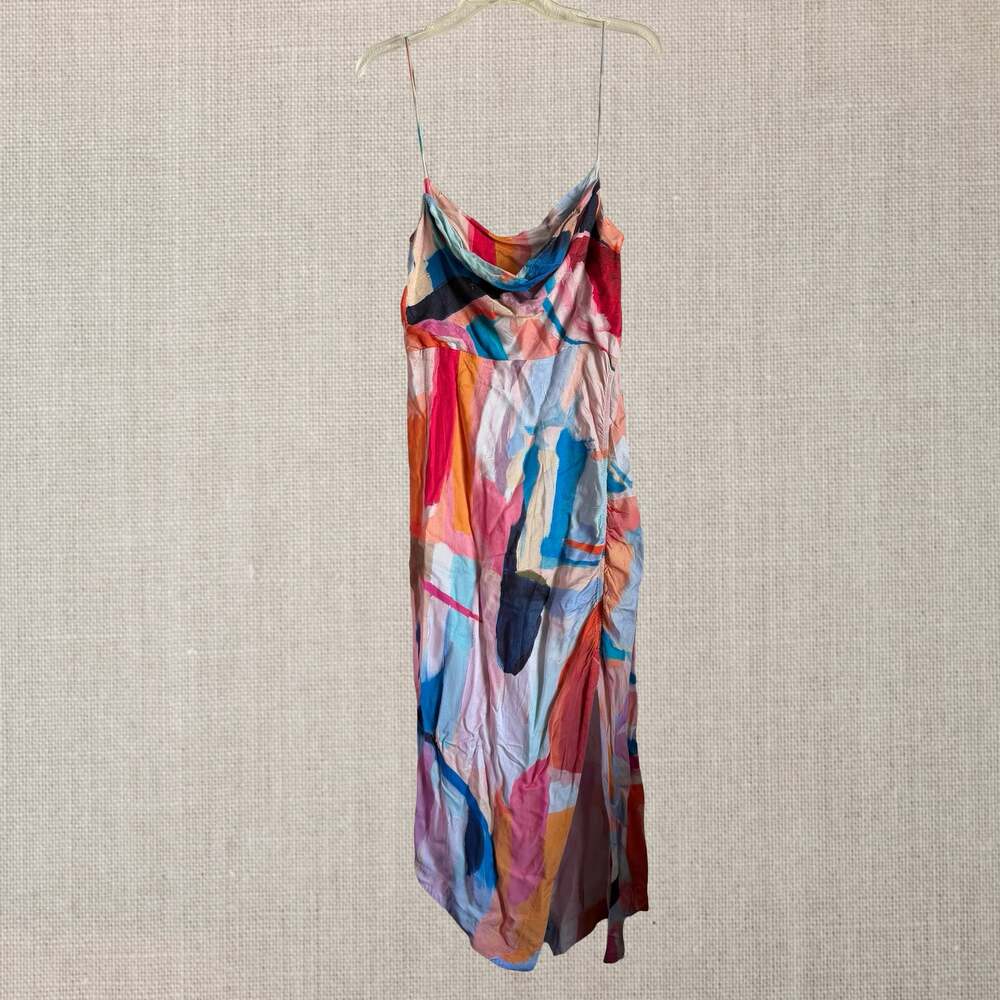Anthropologie Abstract Dress Painterly Y2K Cowl Neck Midi - 8 - Picture 3 of 12